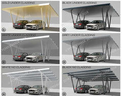 Collage of eco port double solar carports- Wilton entrepreneur creates Australia’s first home solar carport
