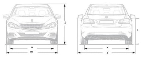 dimensions front and rear for sedan/hatch