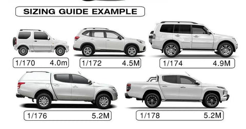 Sizing guide for stormguard utes and SUV covers