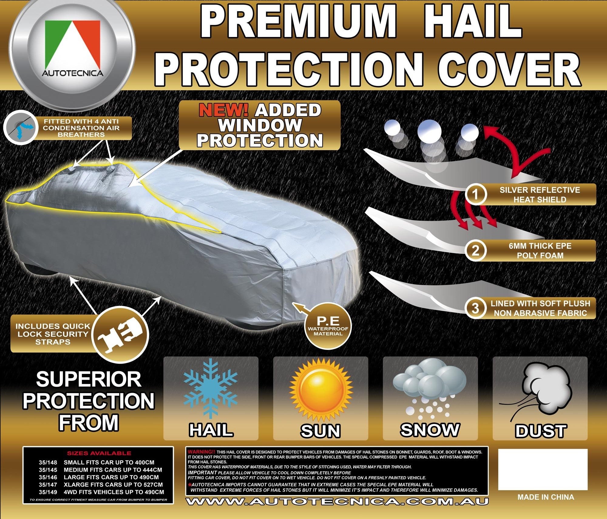 Car Cover Premium Hail Proof- Sedan, SUV, 4x4 – Car Covers and Shelter