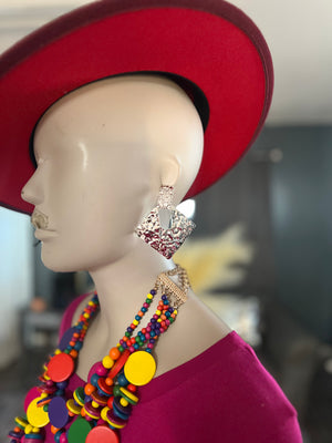 “Top Tier “ Hammered Dropped Earrings in Sliver - Reign Kouture