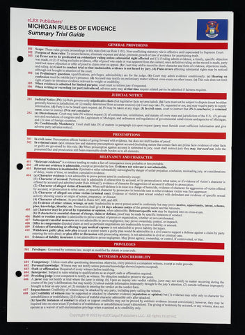 evidence summary michigan rules guide