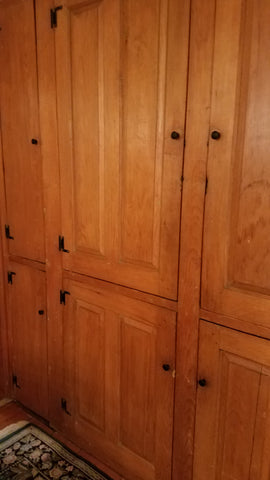 Iron Knobs and Hinges on a pine cupboard