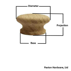 Measure Oak Knob for furniture drawers and cabinet doors