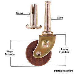 Measure Furniture Caster with Sleeve, Paxton Hardware