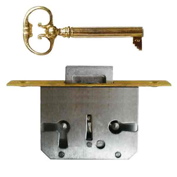 LK-50 Roll Top Desk Lock Antique Desk Full Mortise Lock Comes with 2 Keys  in Antiqued Brass