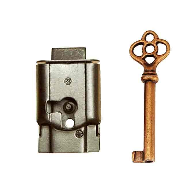 LK-50 Roll Top Desk Lock Antique Desk Full Mortise Lock Comes with 2 Keys  in Antiqued Brass