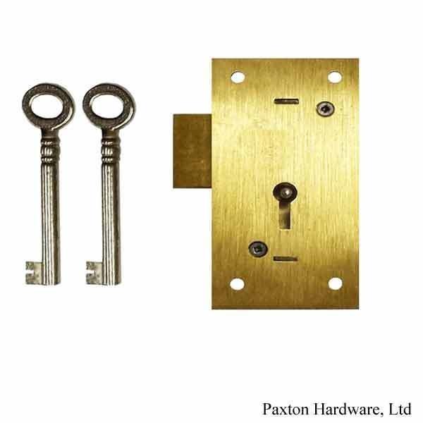 Medium Brass Plated Flush Mount Lock for Cabinet Doors or Dresser Drawers  NEW