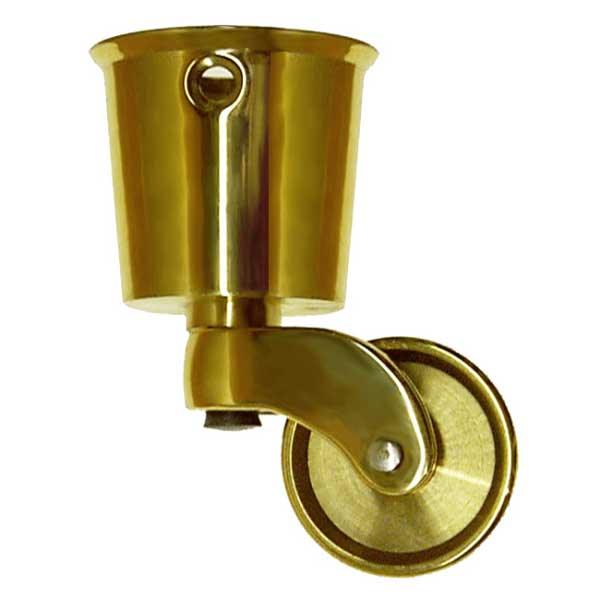Solid Brass Furniture Caster with Porcelain Wheel and Round Plate |  Diameter: 1 | Stem Caster Wheels for Table, Sofa, Chest, Dresser, Cabinet,  Cart