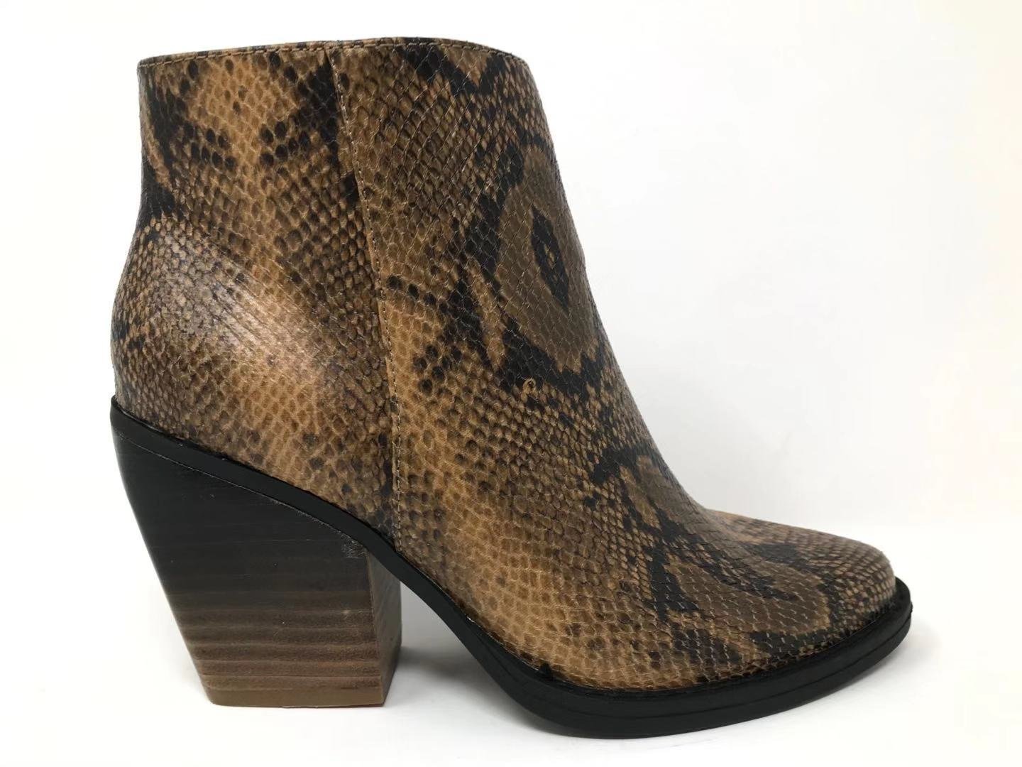 two tone snakeskin booties