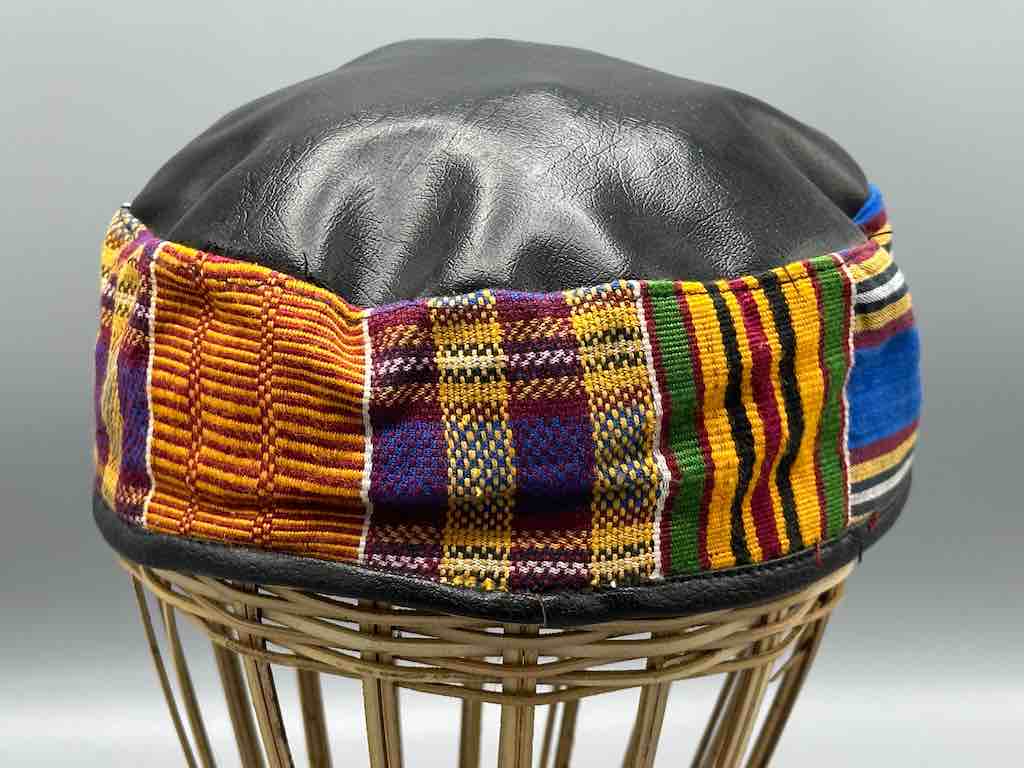 Large Size Genuine Ashanti Kente Cloth African Kufi Men's Hat | 22 3/4"