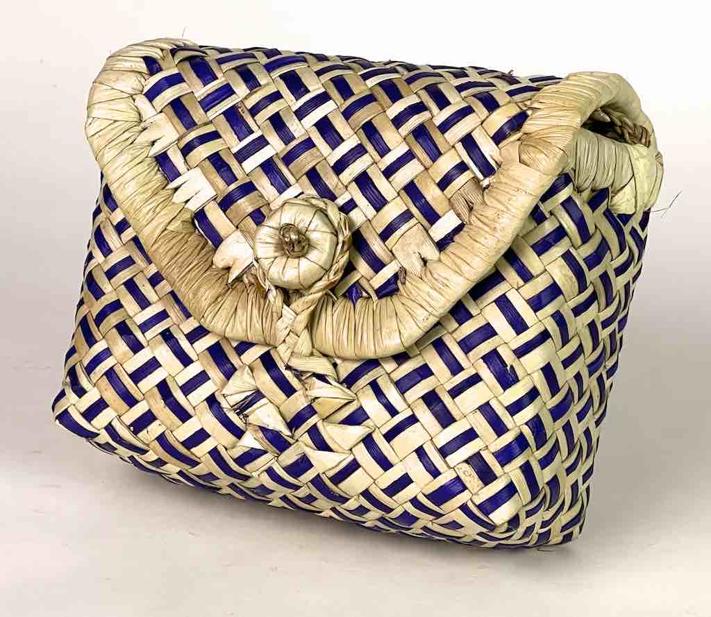 Small Colorful Handwoven Pandan Straw Box Purse