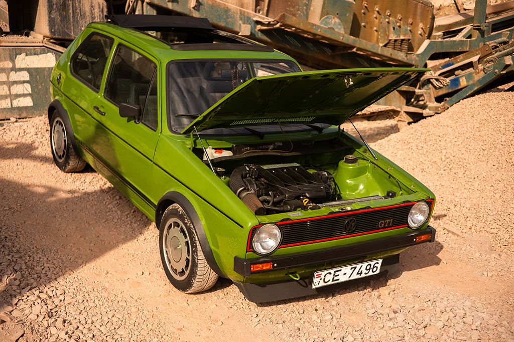 euro rounds vw mk1 gti green p-slots stance