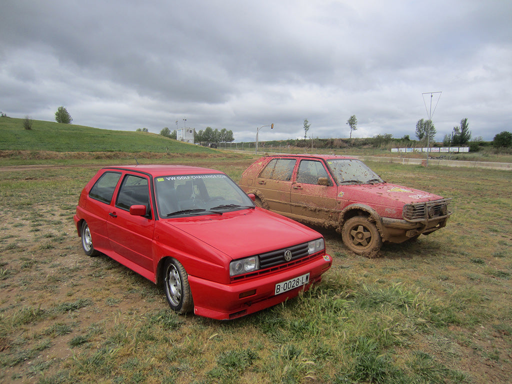 mk2 golf country with mk2 rallye golf red