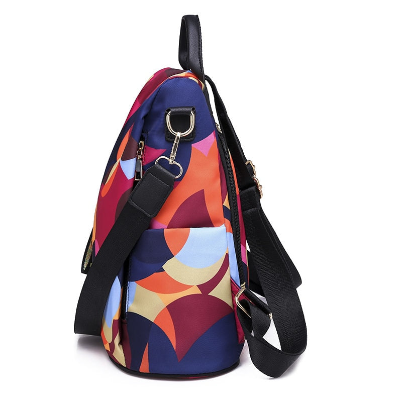 Verbazingwekkend Colorful Print Nylon Oxford Anti Theft Travel Backpack Purse LW-48