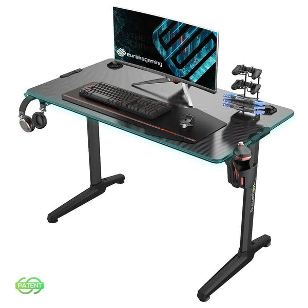Eureka Ergonomic 55 Inch RGB LED Gaming Desk with Lights Up, PC Computer  Studio Gamer Table I Shaped Home Office Workstation, w Free Mouse Pad,USB