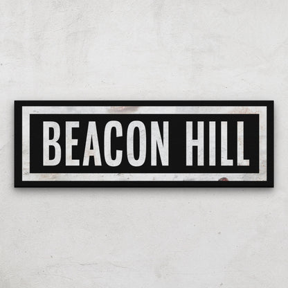 Beacon Hill Sign - Wall Hanging | Clean & Vintage Distressed Metal Look