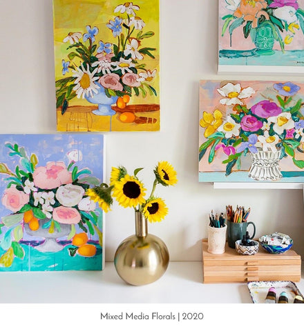 mixed media florals by jennifer allevato fine art