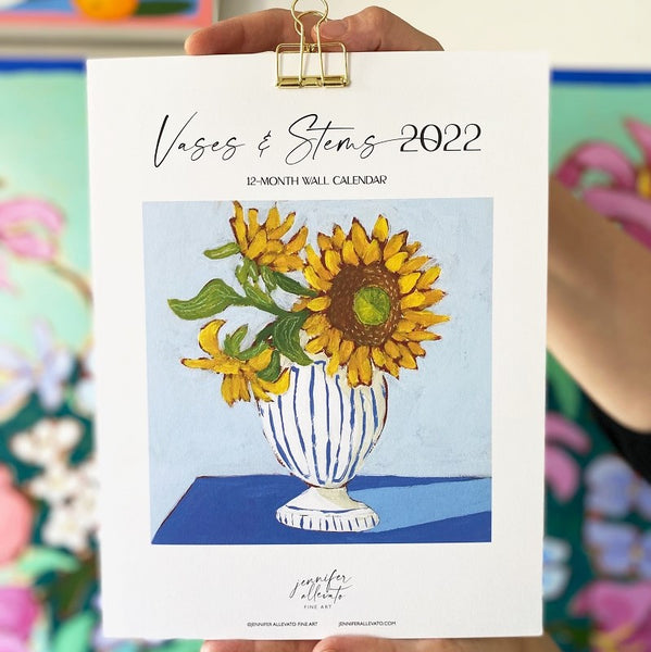 2022 Vases and Stems Wall Calendar by Jennifer Allevato Fine Art