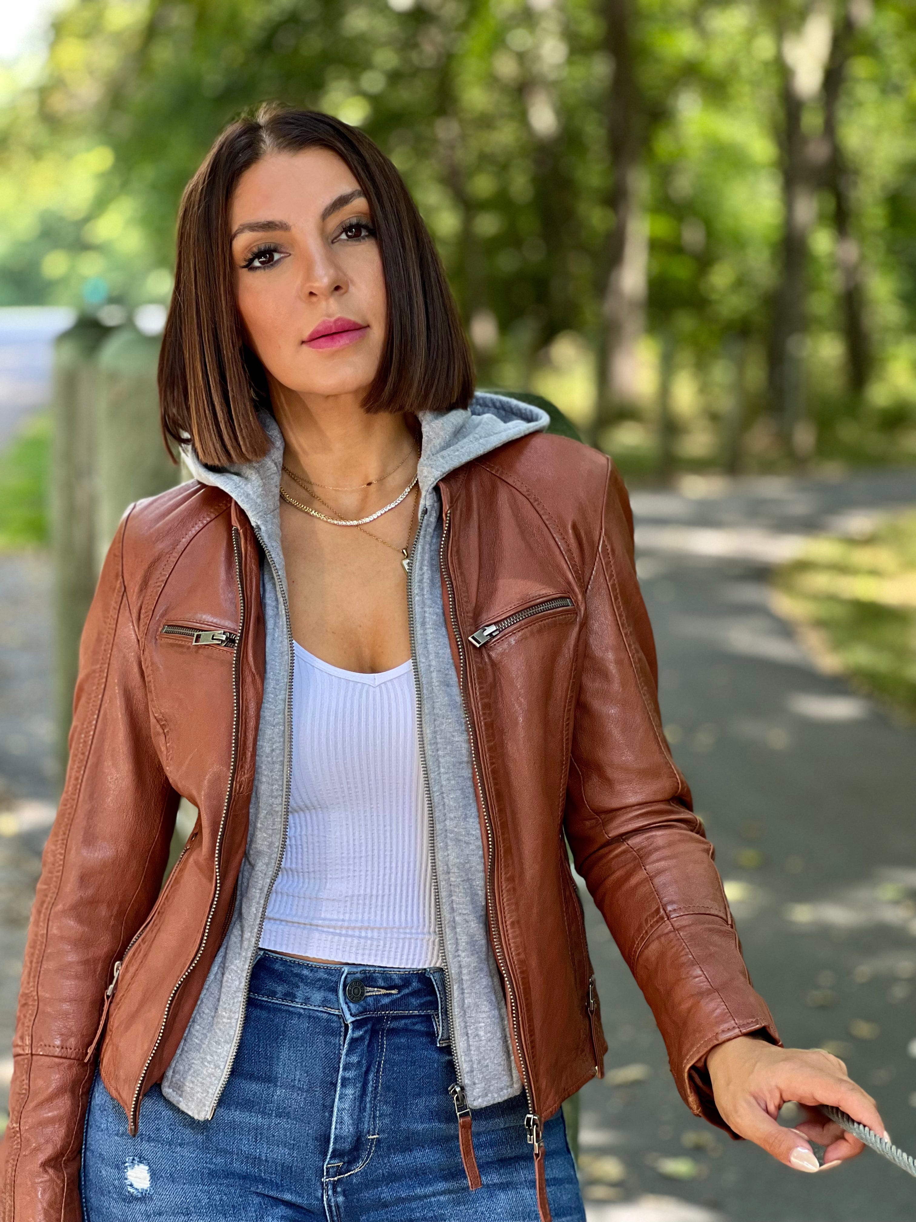 Nola Leather Jacket (Cognac) | theClothesRak | Reviews on Judge.me