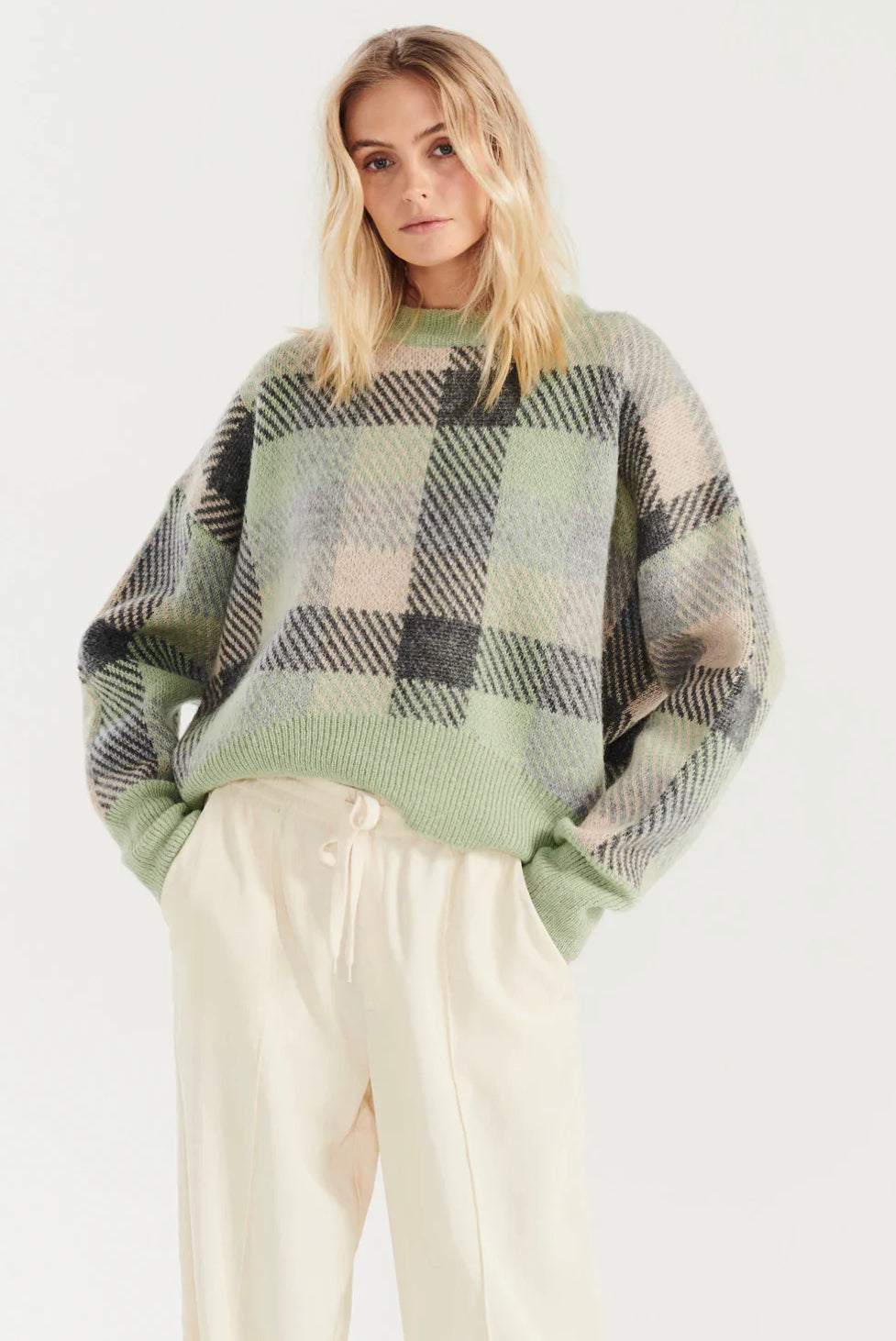 Ameri MOHAIR STRANGE CHECK KNIT