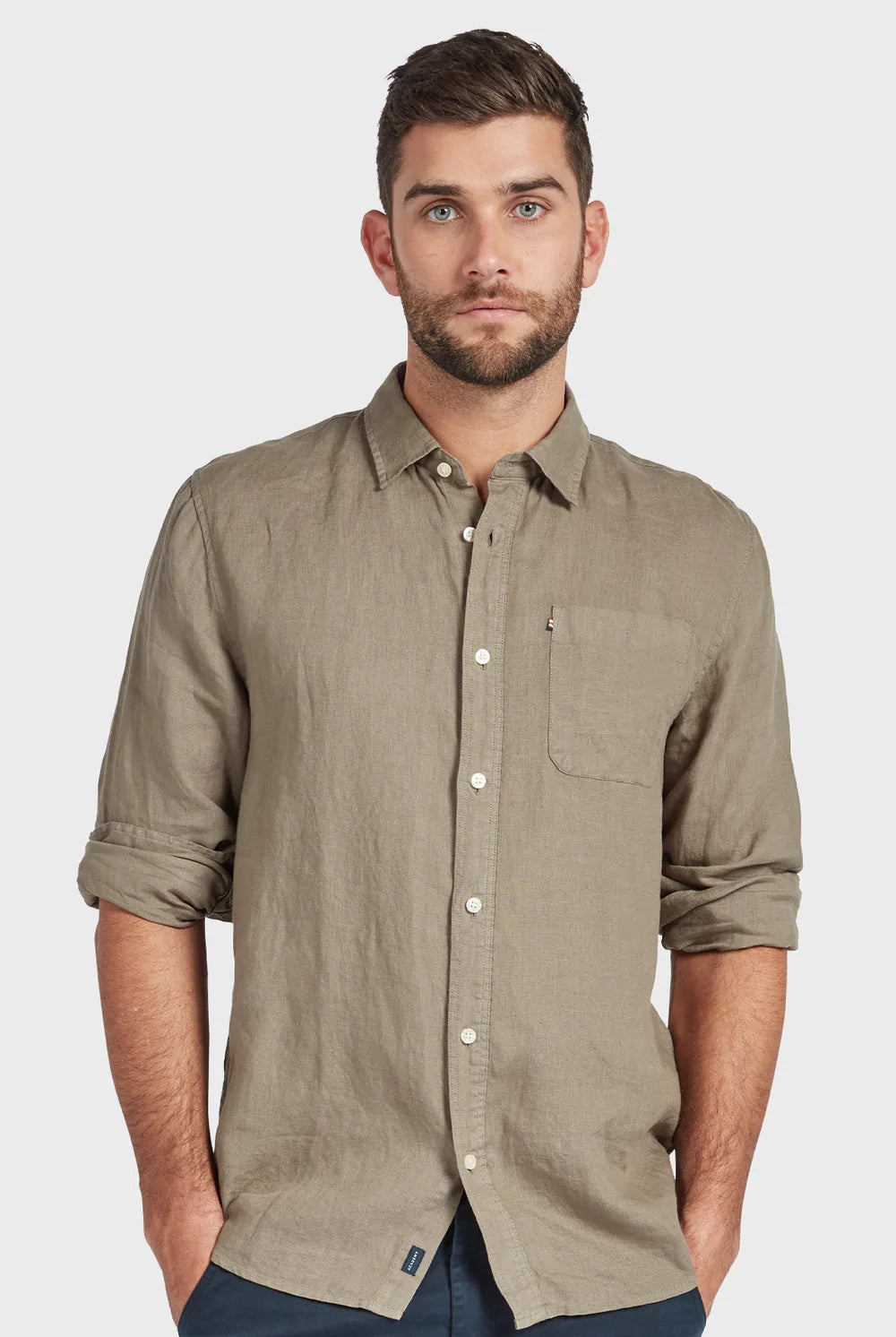 Hampton Linen Shirt Olive – UPTOWN LOCAL