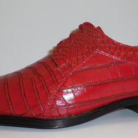 Mens Red Embossed Gator-Look Pointed 