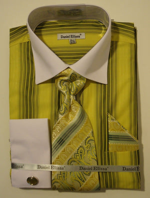 mens yellow dress shirt with white collar