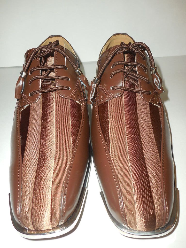 Mens Gorgeous Brown Satin Stripe Silvertip Dress Shoes Expressions 492