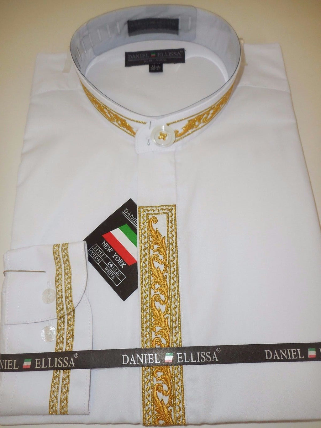 mens white and gold dress shirt