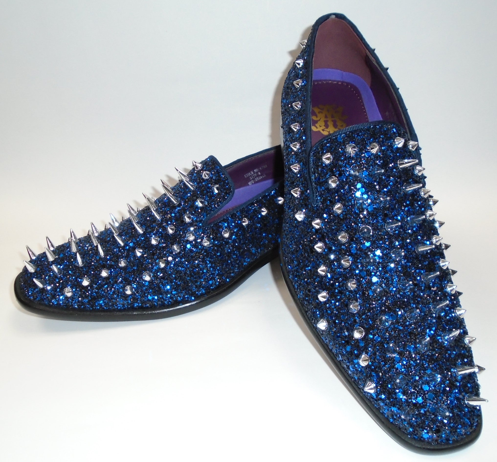 Mens Royal Blue Multi Glitter Ultra Spike Dress Loafers Shoes After Mi ...