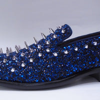 navy blue loafers with spikes