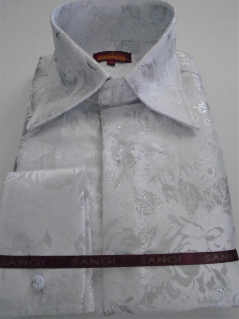 mens white high collar dress shirt