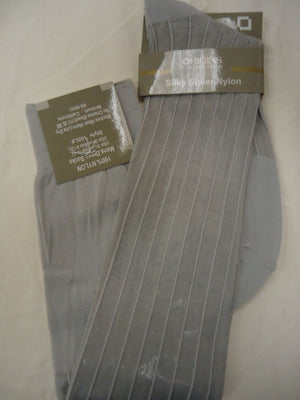 Mens Silver Gray Origins Silky Sheer Knee-High OTC Nylon Dress Socks TNT - Nader Fashion Las Vegas