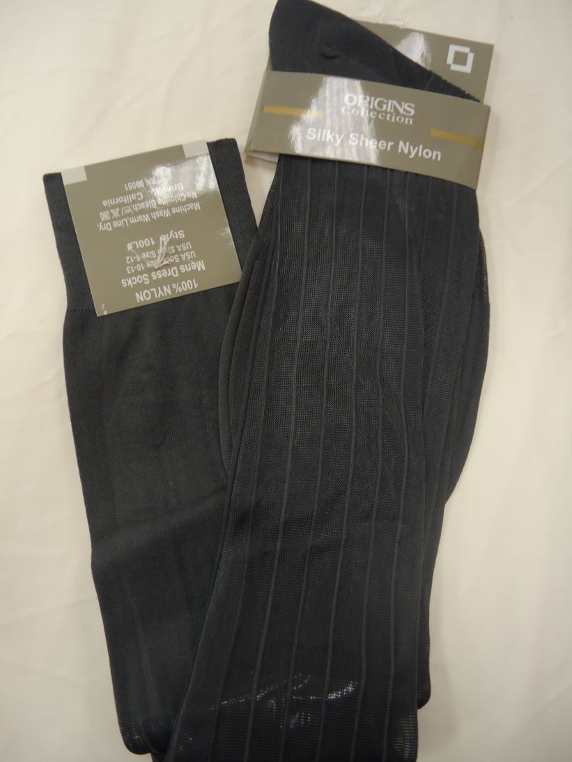 Mens Charcoal Gray Origins Silky Sheer Knee-High OTC Nylon Dress Socks ...