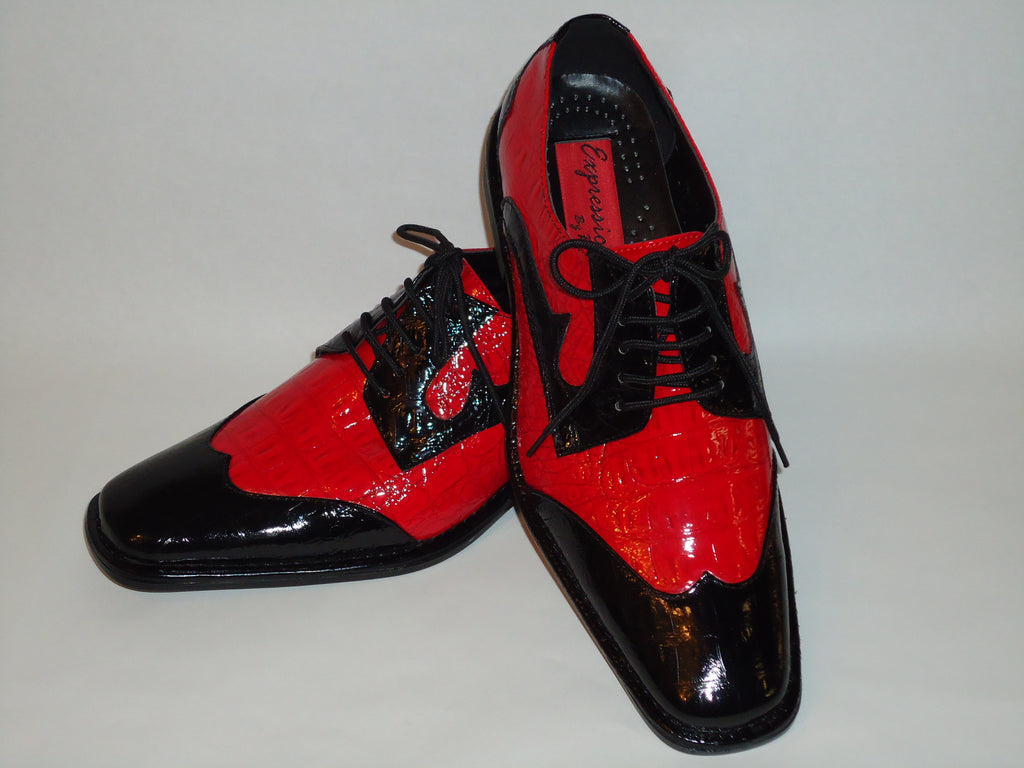 Red Two-Tone Dress Shoes Shiny 