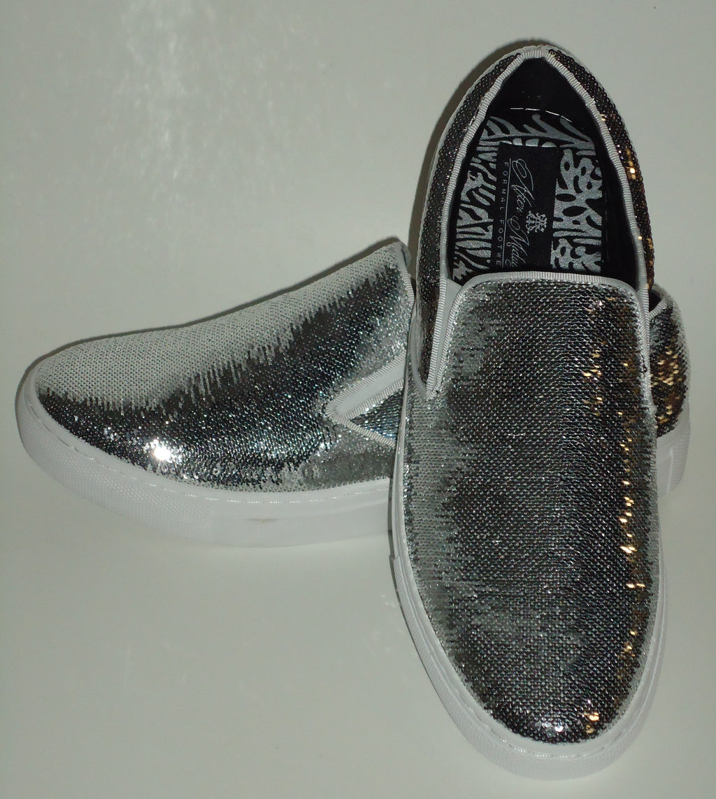 silver sequin sneakers