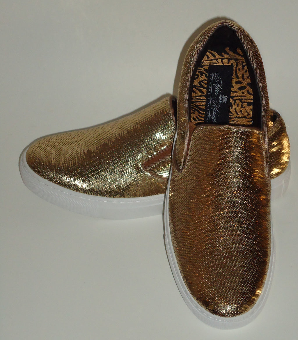 gold sequin sneakers