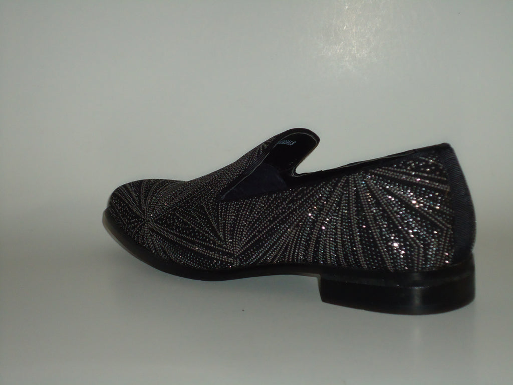 Black Shiny Silver Dress Shoes Slip Ons 