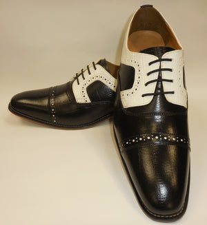 old school black and white dress shoes