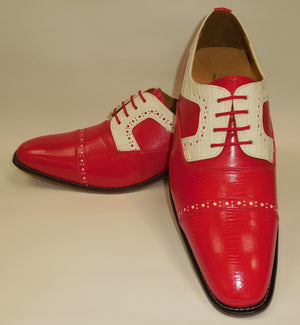 Mens Red White Detail Old School Oxford 