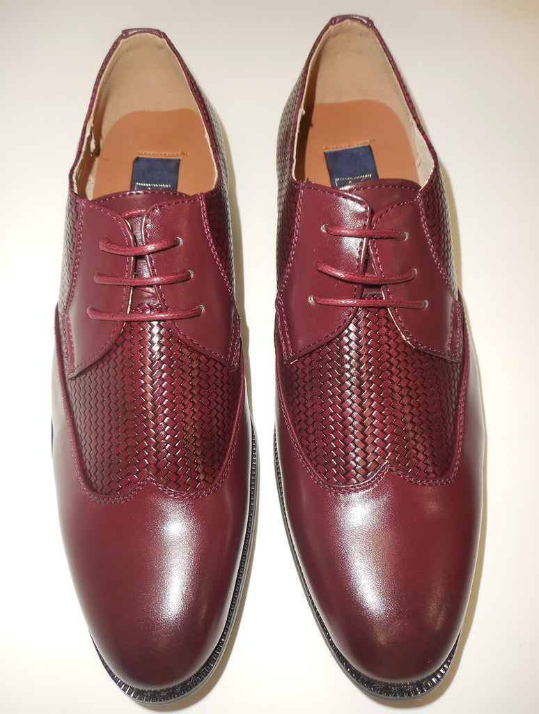 Mens Elegant Burgundy Woven Look Wing Tip Dress Shoes Majestic S 95815 ...