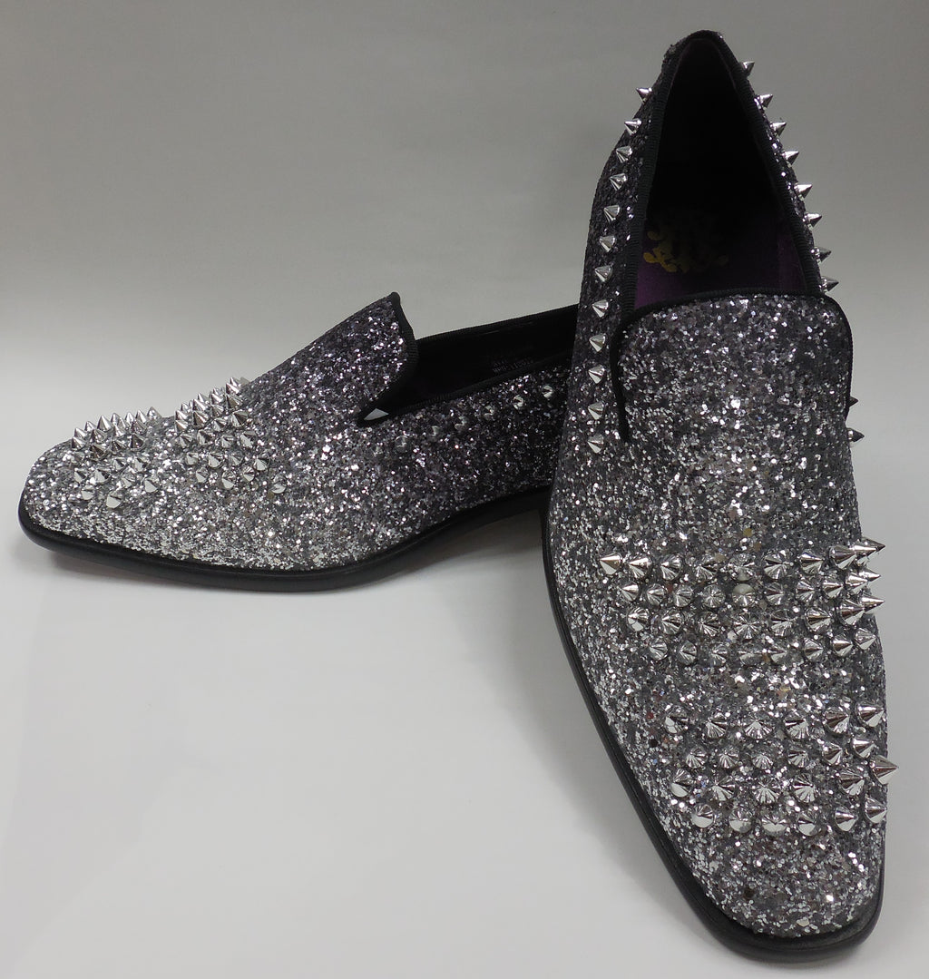 black and silver mens loafers