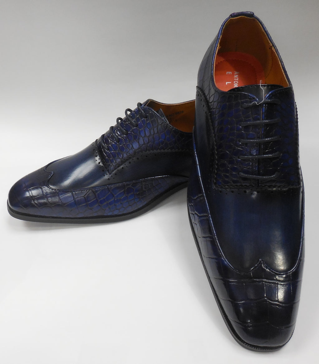 blue wingtip shoes