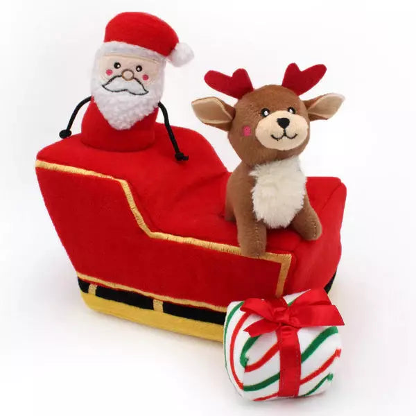 Zippy Paws Holiday Burrow Santa Sleigh