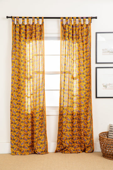 Sari Inspired Floral Curtain Panel Image 1