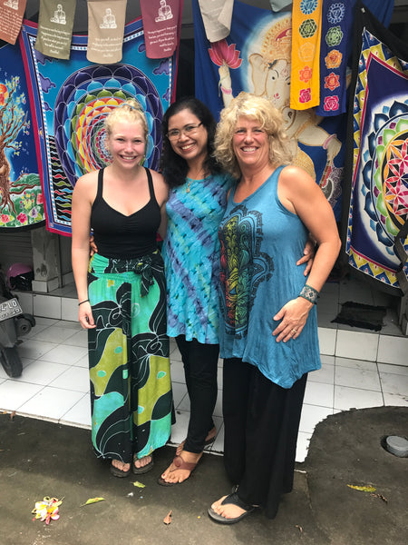 Carly, Nyoman, and Kim in Bali.