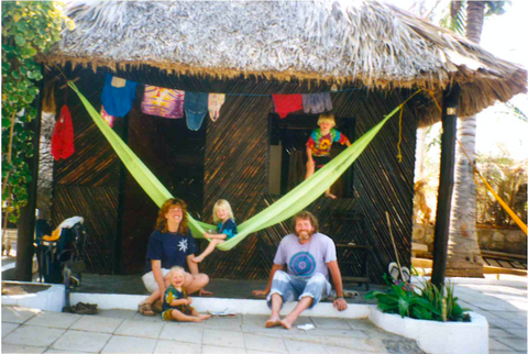 Hippie Family in a bungalow in Thailand
