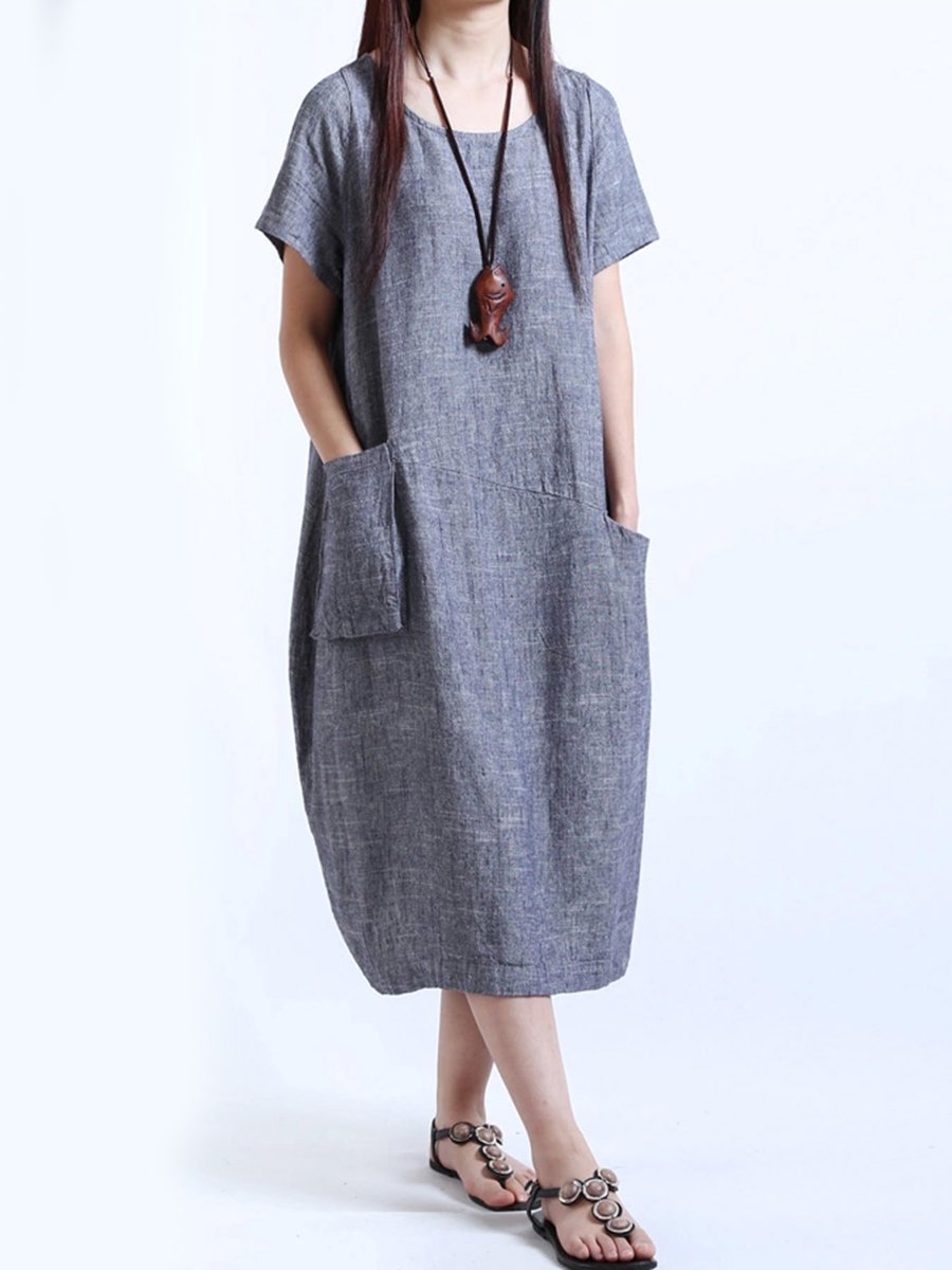 round neck plain maxi dress