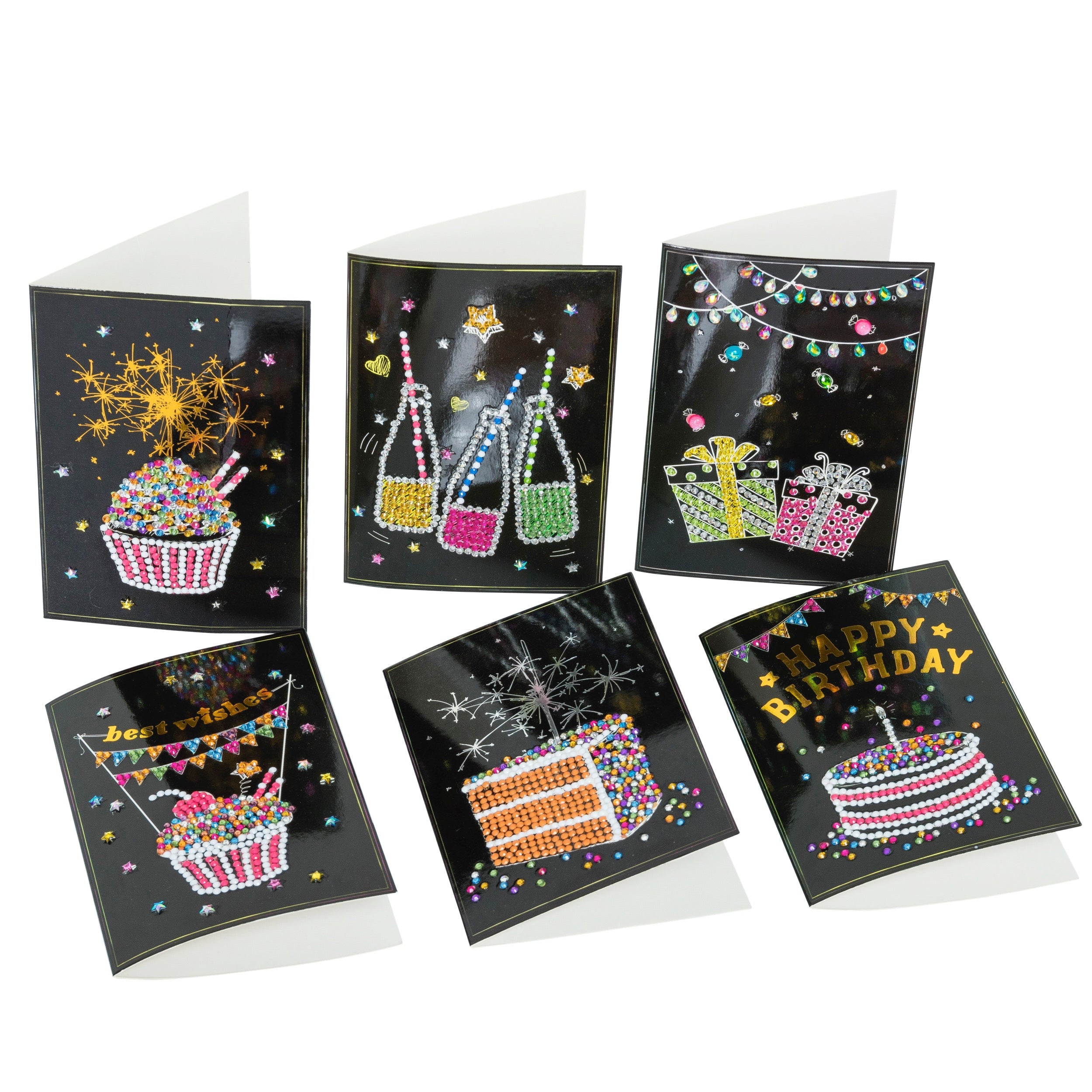 Set of 6 "Celebrations" Crystal Card Kits, 10 x 15cm each Crystal